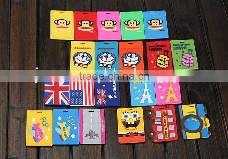Custom design FDA Silicone embossed luggage tag blank name tag for promotion
