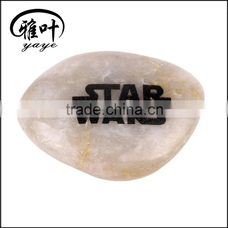 Wholesale Customized Engraved Black Letter pebbles Natural River Stones Fans Souvenir