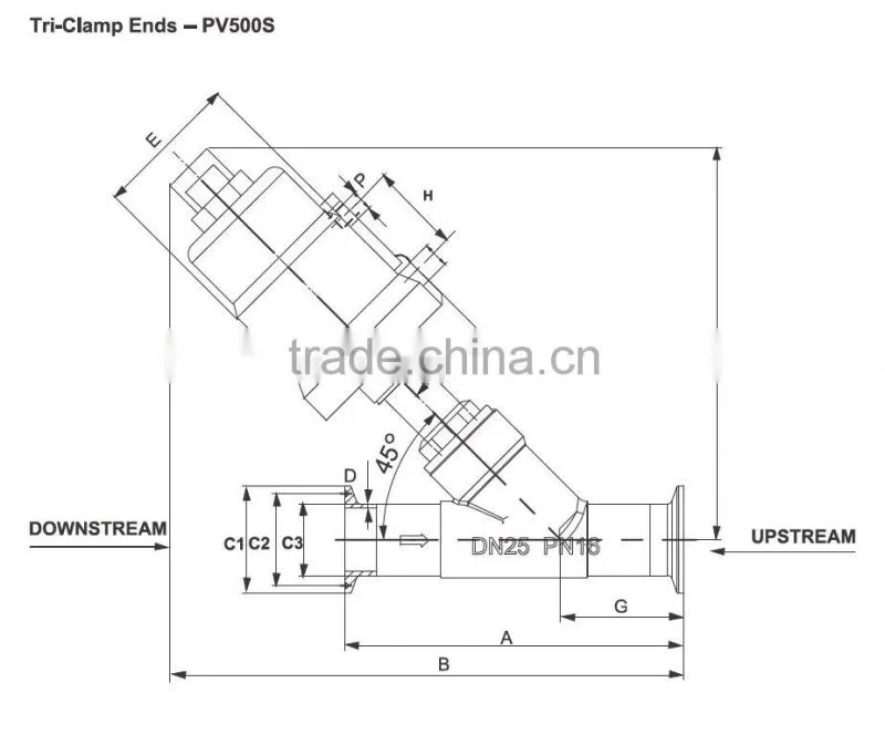 Top quality 45 degree angle seat valve for beer factory