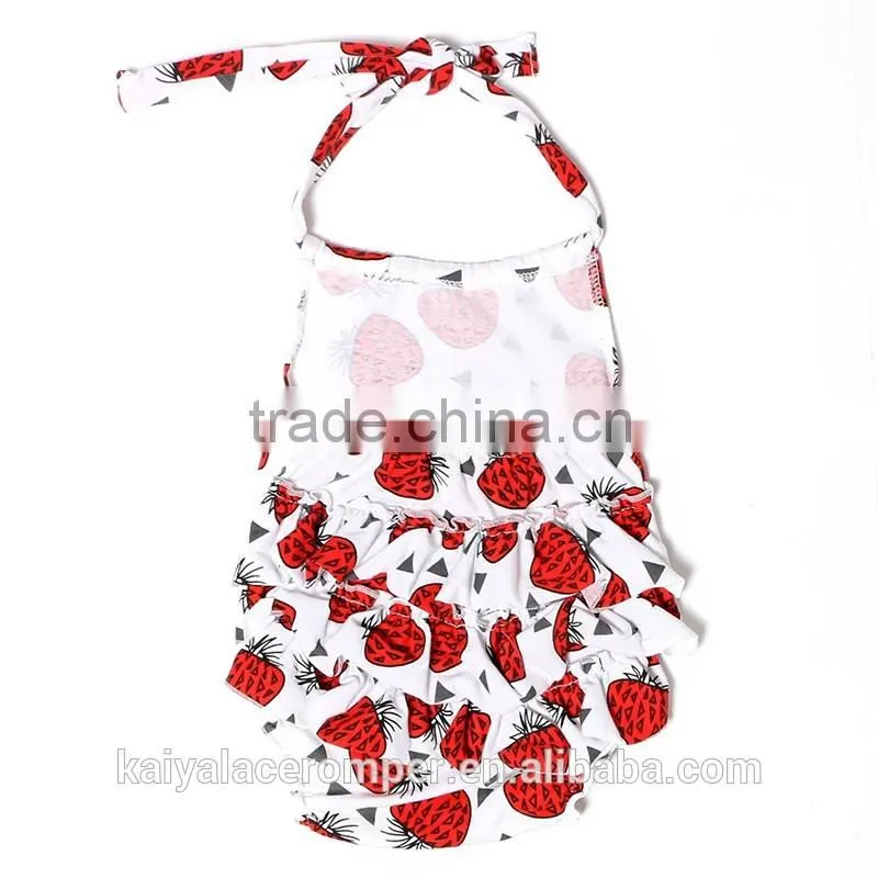 strawberry print baby infant clothing bubble romper girl romper