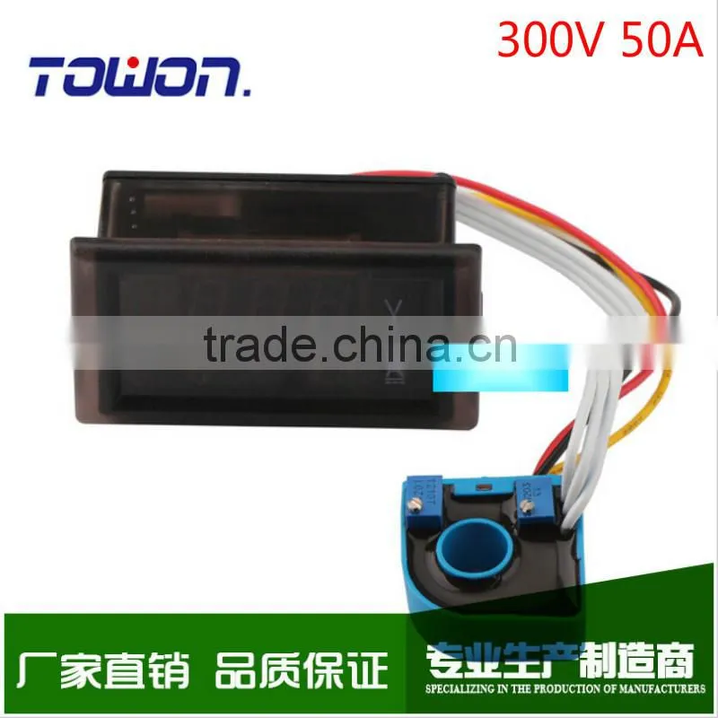 2in1 Current Meter Voltage Meter DC 0~300V/50A Digital Voltmeter Ammeter DC 12V 24V Volt Amp Meter + Current Transformer