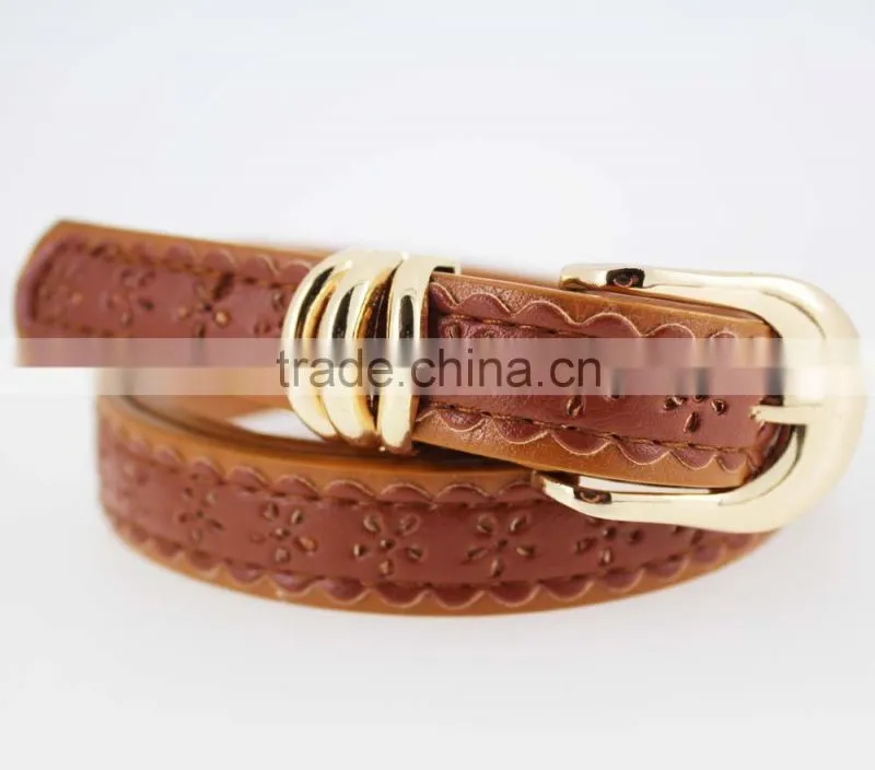 Women's casual belt with Brown PU leather in Yiwu factory waist belt for lady