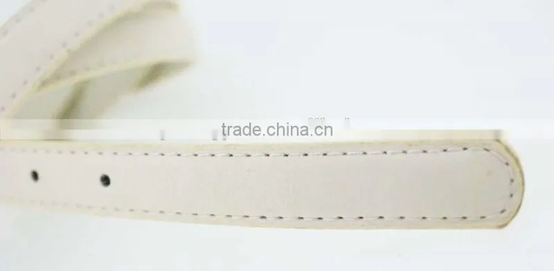 2015 fashion dress PU leather belt with shiny gold buckles in YiWu factory
