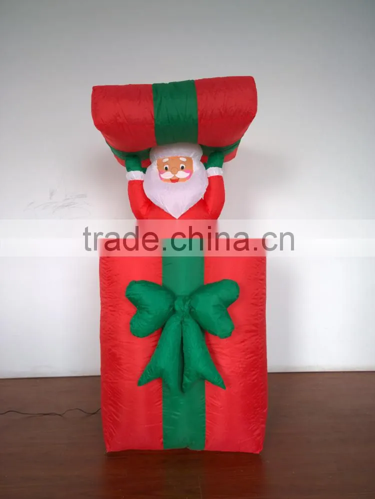DJ-XT-19 movable christmas inflatable santa claus hide in the gift patio decoration