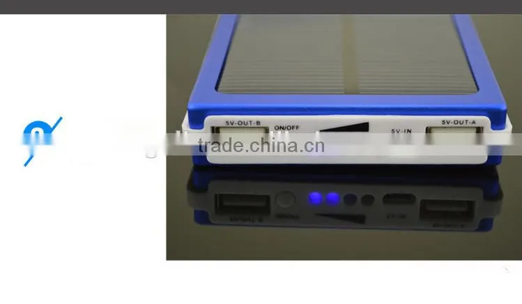 rear capacity 10000mah portable dual usb solar power bank
