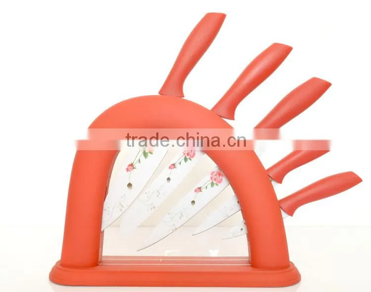 ceramic coating with knife block and soft handle