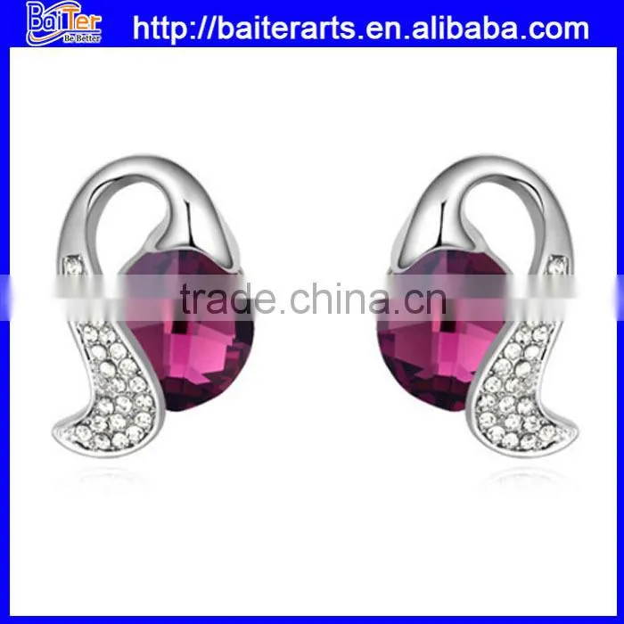 Gold plated alloy micro wave earrings,faked micro paved earrings for girls