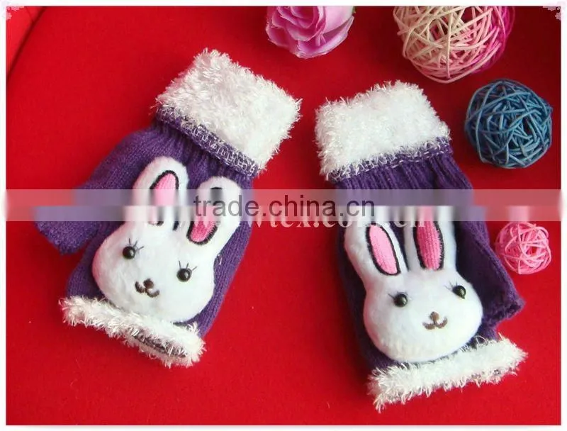 Knitted animal fingerless gloves
