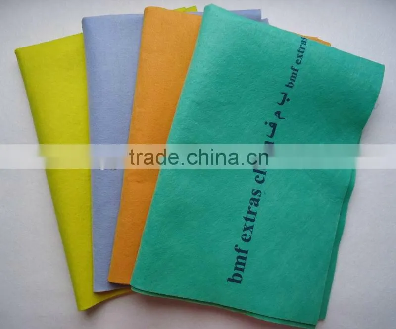 Viscose & polyester orange, yellow, blue, green germany nonwoven cleaning cloth for car, pet, floor, etc