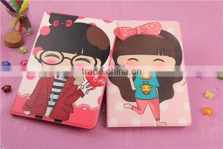 New lovely cute cartoon flip with stand case for Ipad