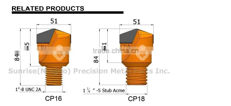 CP18 surface cutting tungsten carbide rock rotary claw ground pilot drill bit