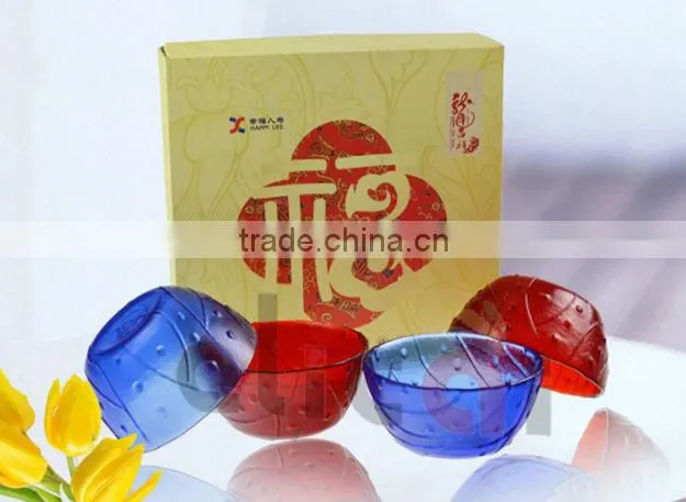 Promotional Colored Flower Shape Glass Bowl