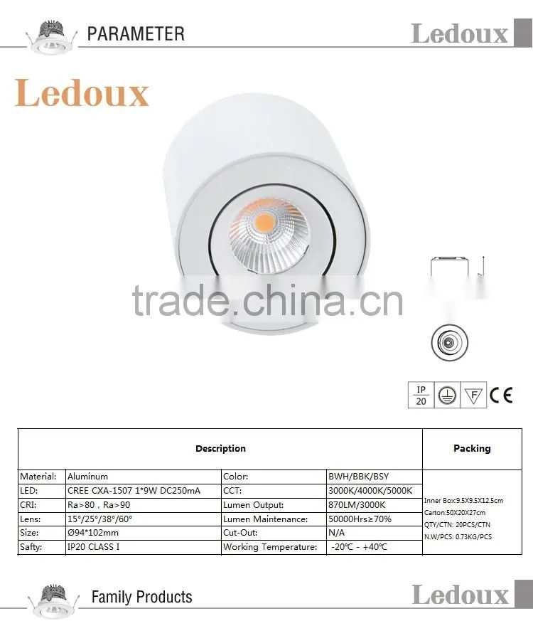 Surface mounted led ceiling light 9watt replaced light source