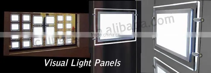 Ceiling hanging double and single side acrylic crystal light box for indoor real estate window display