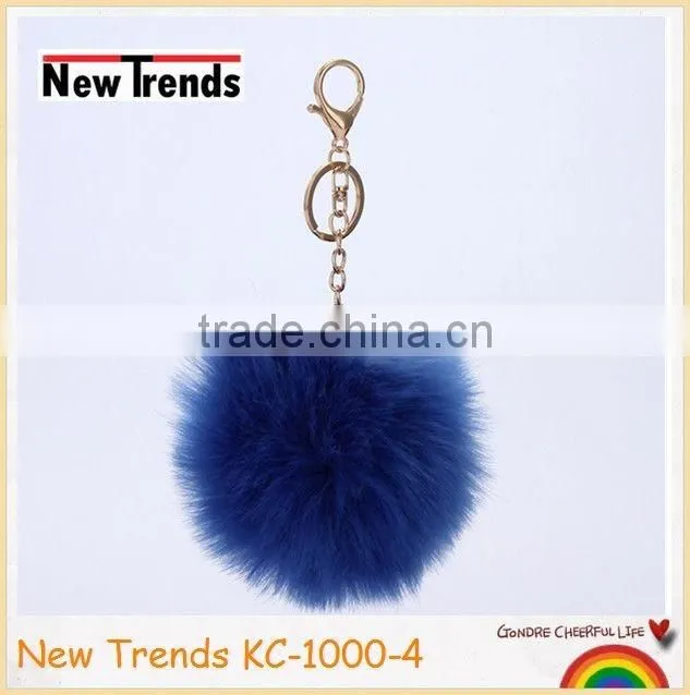 Solid colors 12 cm rabbit fur ball key chain