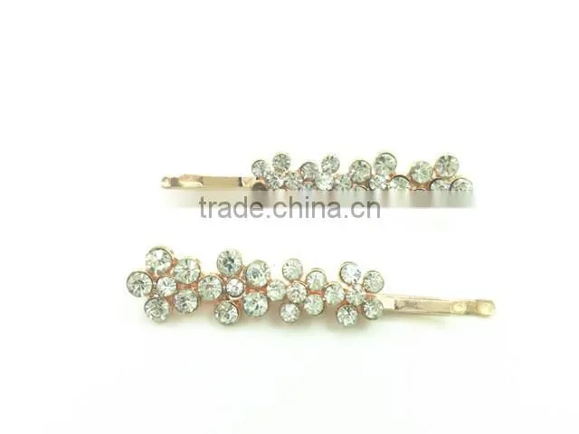 Fancy silvery pearl with acrylic stones hair pin