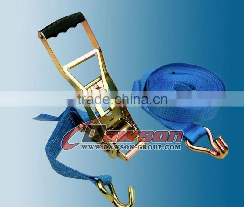 High tensile strap ratchet tie down and cargo lashing belt