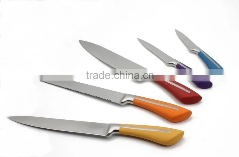 High Quality Colorful Handle Stainless Steel Kitchen Knife Set