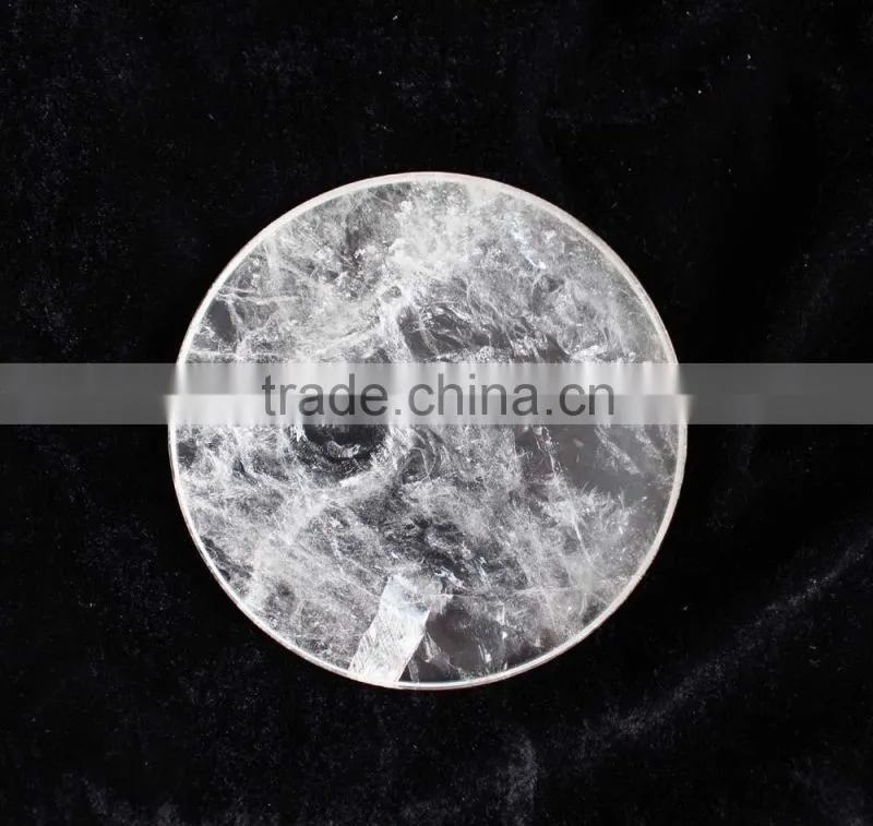 natural rock clear quartz stone crystal round slab