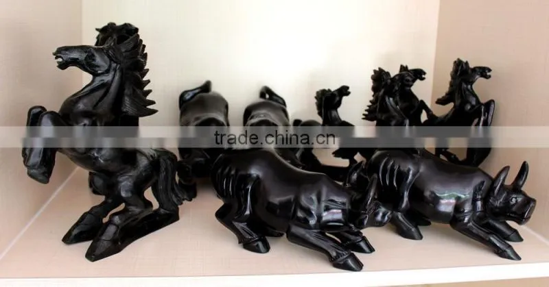 natural rock black obsidian crystal carving sheep