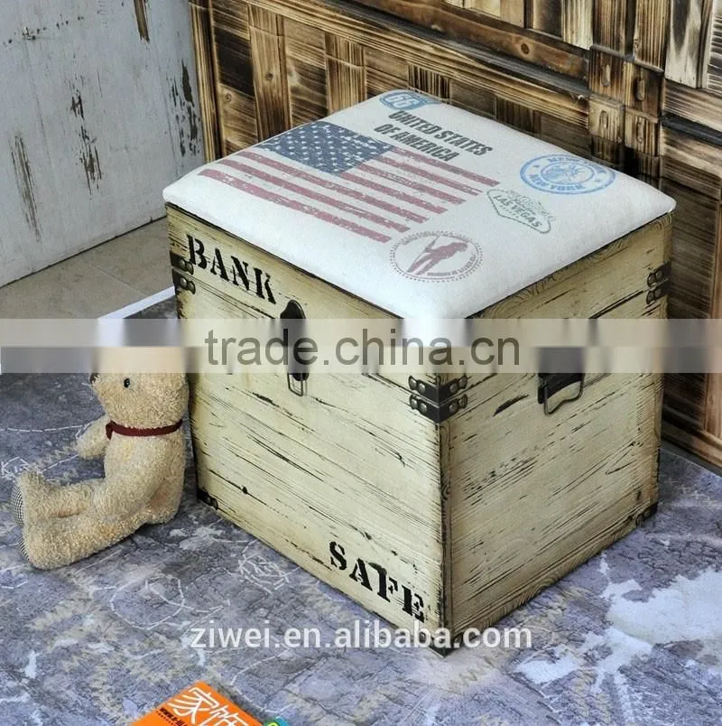 Vintage Wooden Storage Trunk Box