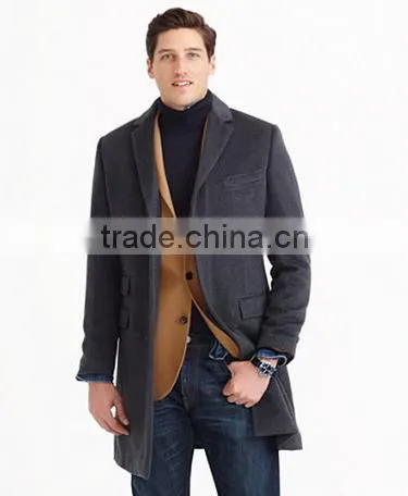Fashionable Design Notch Lapel Custom Made Mens Long Coat