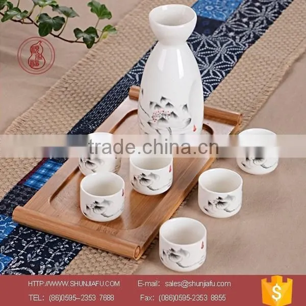 Japanese Sake Set, Porcelain Wine Set for Izakaya Decor
