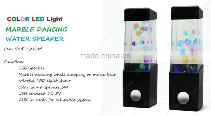 Mini Color LED Water Aquarium Speaker with Jellyfish/Marble/Fish F-1218 J/M/F