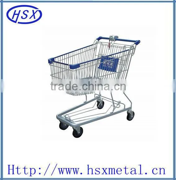 powder coat metal wire basket carts with 4 wheels /metal shopping carts HSX-S480