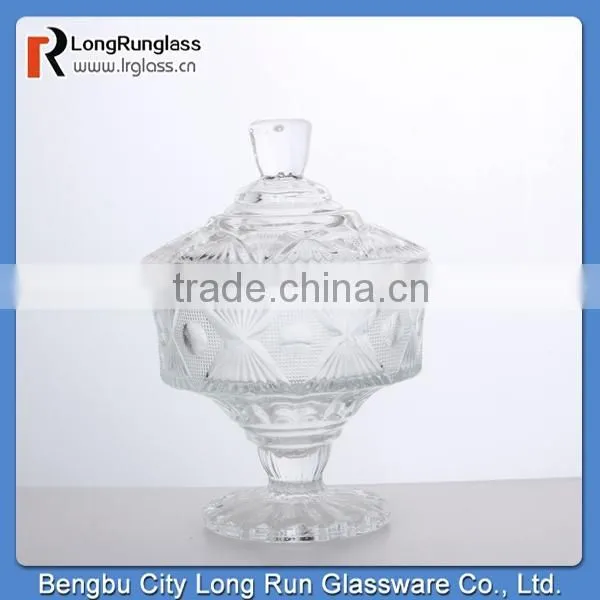 LongRun 2015 new design embossed pattern glass candy dish