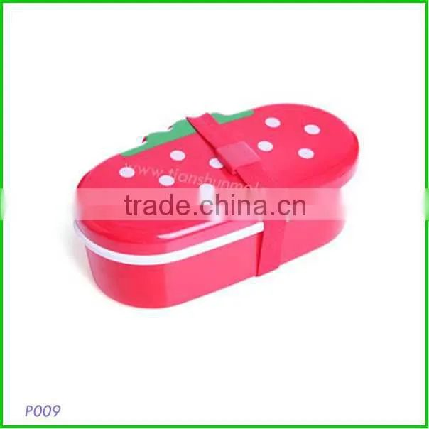 Lovely Strawberry Shaped Plastic Lunch Box , Pink Melamine Bento Box for Children