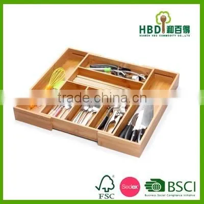Good selling high quality wooden kitchen cutlery tray/bamboo tray