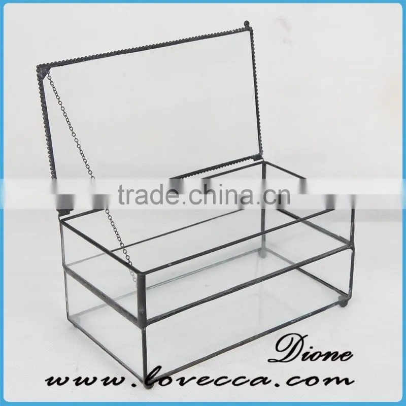 Glass and brass Modern Organizer Container Bin , Typography Office Trinket Tray