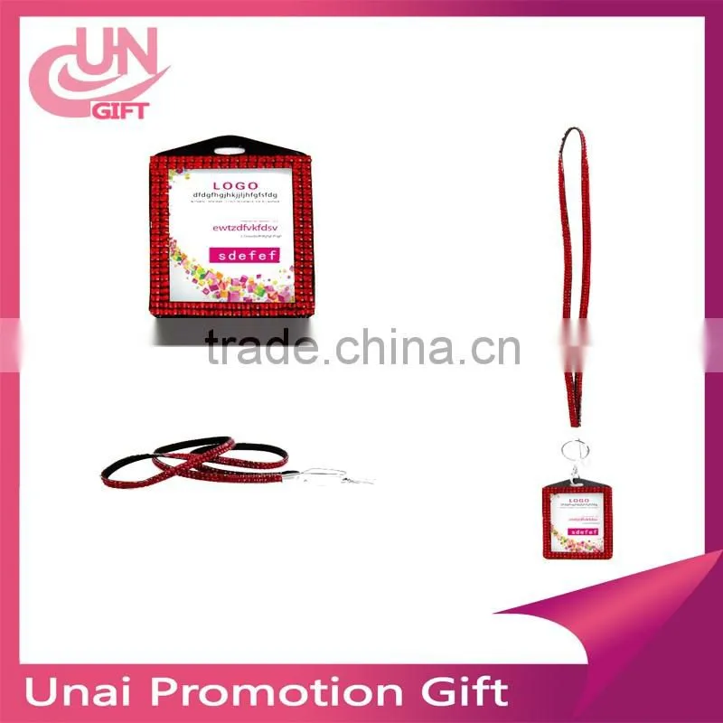 Fashion blinking light rhinestone lanyards with id badge holder