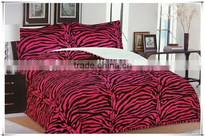 3pcs king pink zebra soft flannel with sherpa fleece throw blanket,borrego blanket