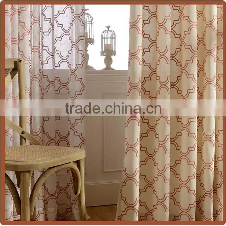 wholesale eyelet window curtain embroidery drapes curtain for home decoration