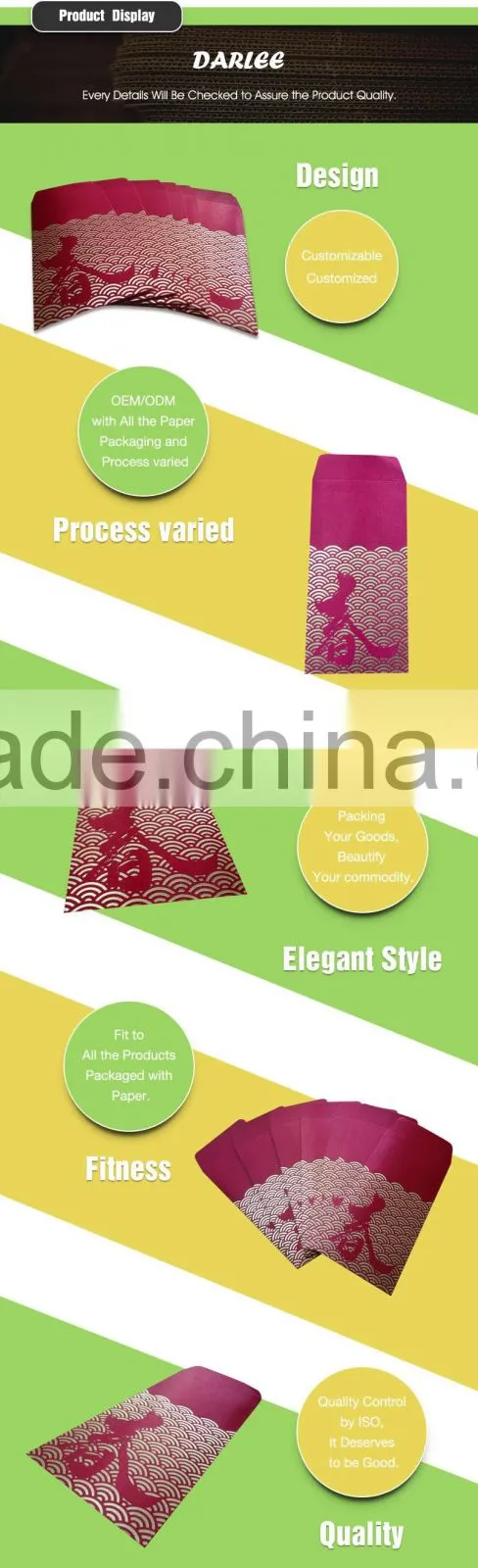 2016 Chinese high quality offset printing custom recyclable fabric new year red packet