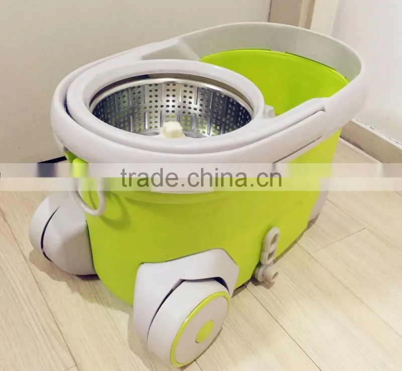 Vivinature retractable pole rolling spin mop two wheels 360 magic two mop heads with power saving system
