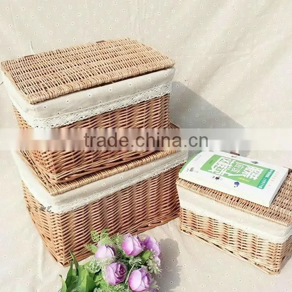 White Wicker Basket Set with Pink Liners, white wicker basket with pink liner