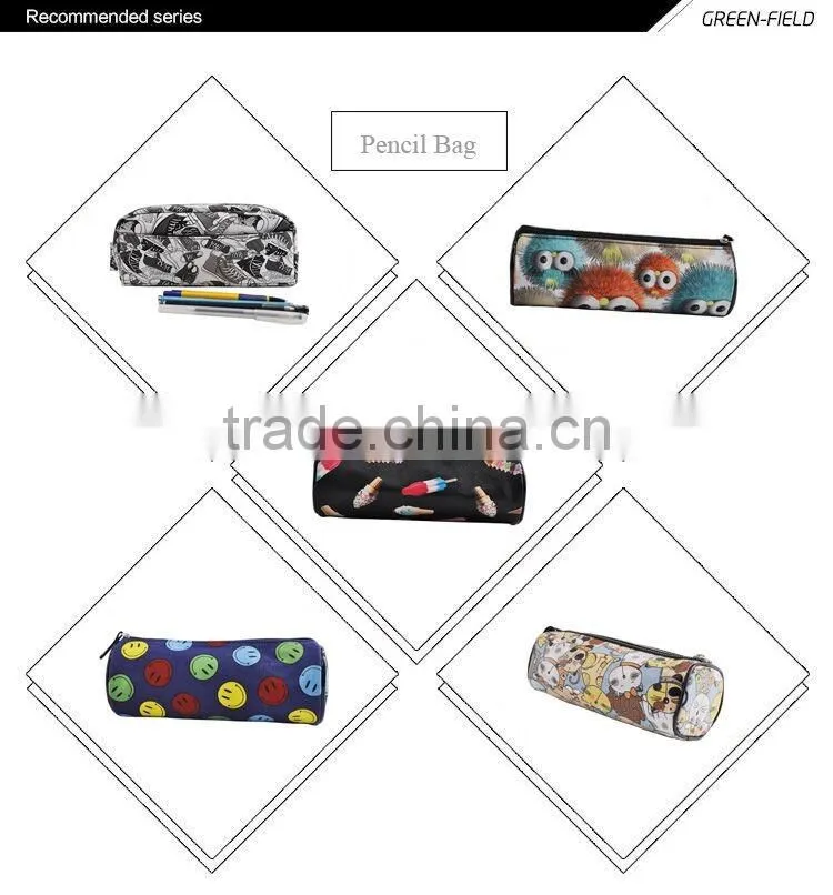 Custom printed student zipper pencil case school canvas pencil bag