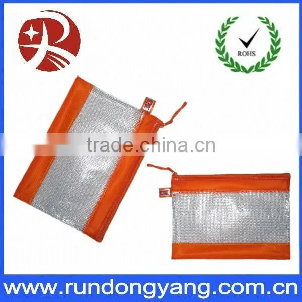 Blue logo folded plastic pvc zipper bag for packing