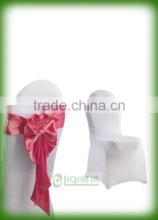 Hot sale white spandex chair cover with bowknot