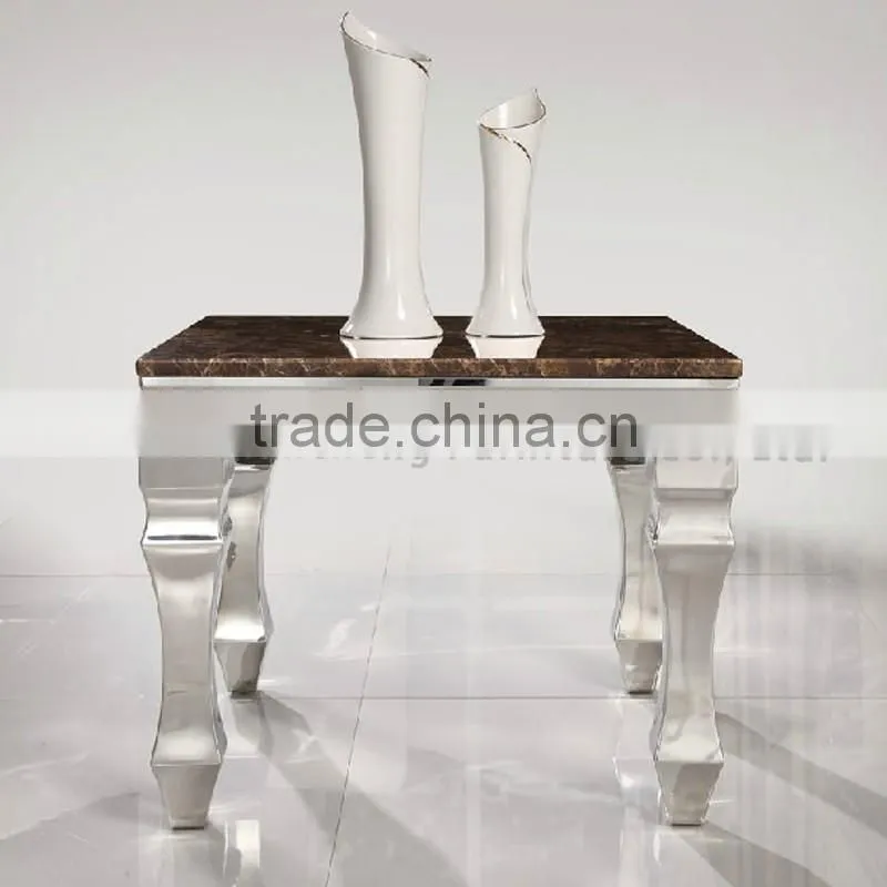 Stone Top Metal Legs Bed Side Table