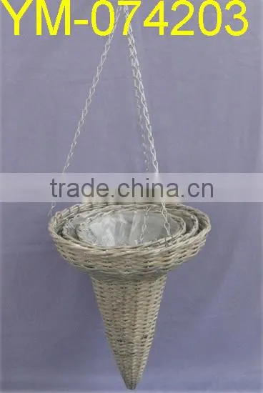 Unique Willow Flower Basket with Long Handle