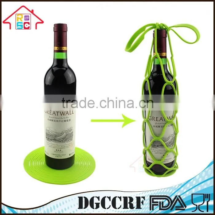 NBRSC Portable Silicone Flexible Win Beer Bottle Can Holder Mesh Bag Desk Mat Placemat