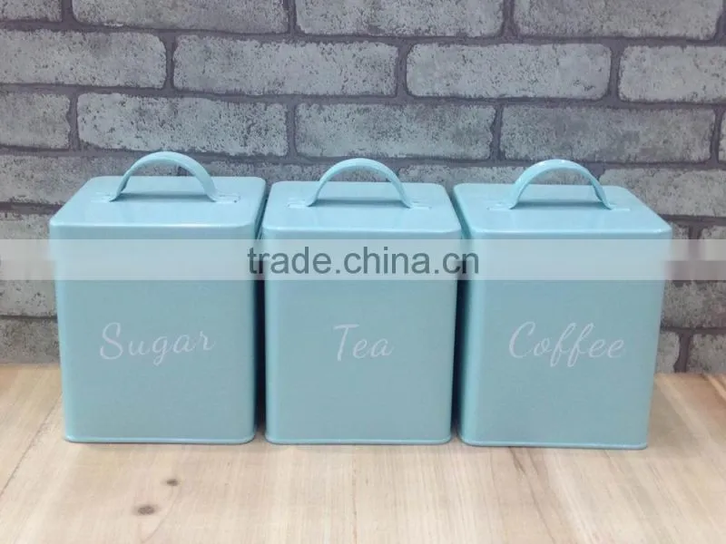 Square Kitchen Metal Sealed Coffee Tea Sugar Tin Canister