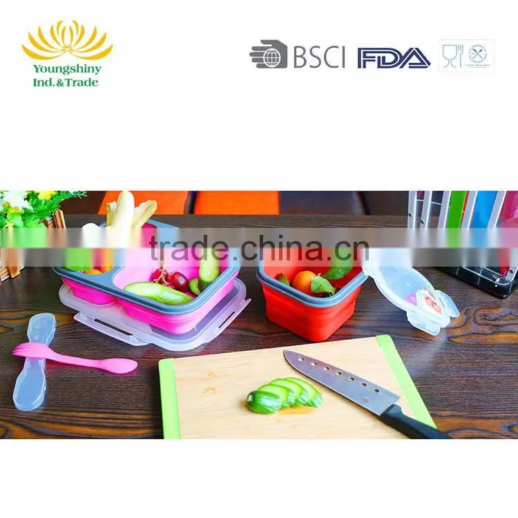 Silicone collapsible school lunch box