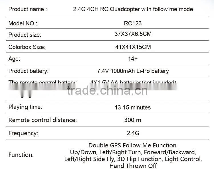 2.4G Double GPS Follow Me 4CH Cool DRONE