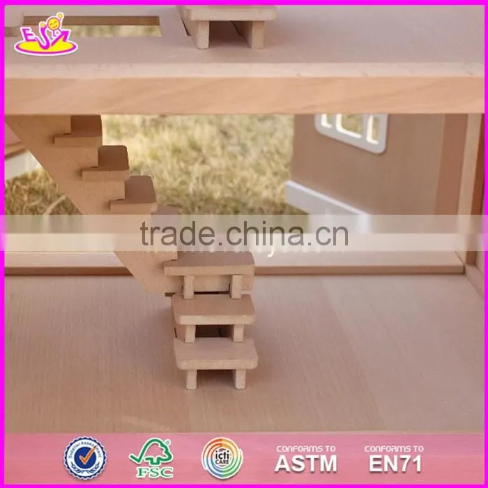 2017 New design lovely wooden girls dollhouse for sale W06A237