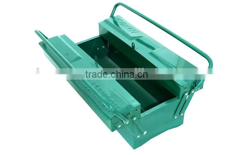 Double layers portable tool box with metal handle